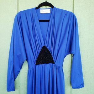 Vintage 1970's Designer Dress By Oscar De La Renta For Swirl, Royal Blue